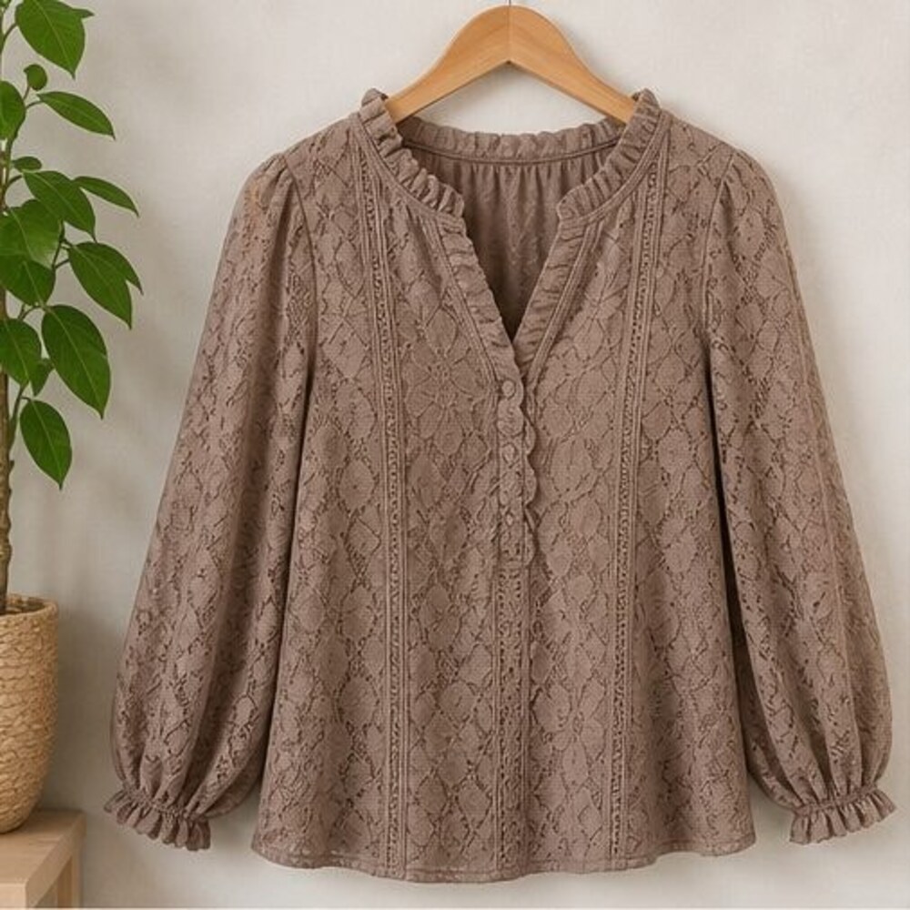 Taupe Puff Sleeve Top